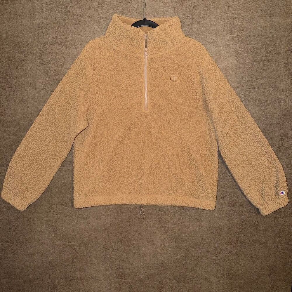 Champion Sherpa Fleece Quarter-Zip Pullover in Carmel color
